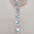 3.8cm Wholesale Sequins  Embroidery Organza Flower Trim Lace Embroidery Lace Trim Colored Decorative Sequined Lace Trim